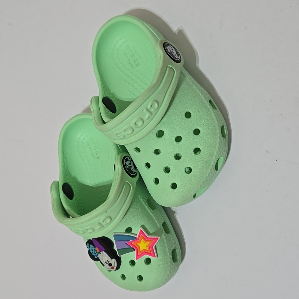 CROCS Kid's Mint Green Clogs with Fun Charms